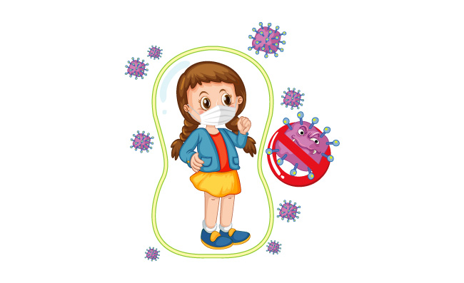 小女孩防疫感染病毒流行性病毒素材