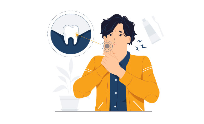 牙痛症状和牙齿问题概念图免费矢量