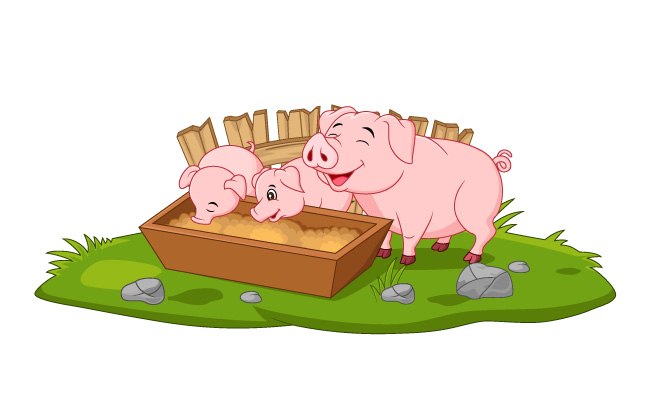 可爱的卡通母猪和小猪图片