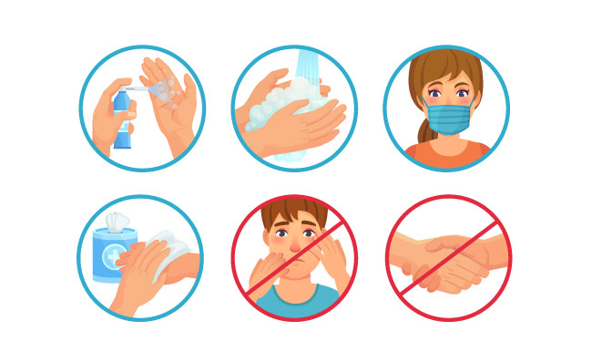 预防病毒感染使用口罩消毒剂洗手不要碰脸不要握手个人卫生护