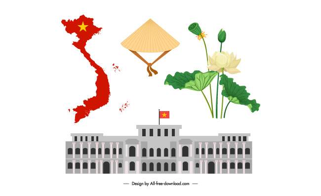 越南元素地图服装莲花建筑素材