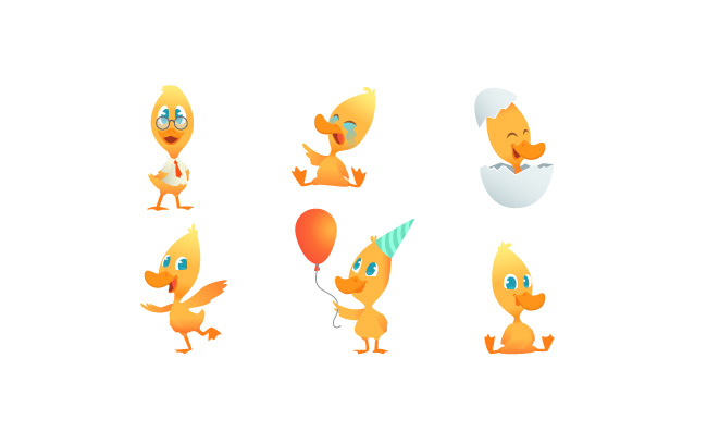 有趣的鸭子的插图传染媒介在行动姿势的动画片动物鸭鸟姿势黄色字符小鸭集合有趣的鸭子的插图矢量卡通动物在动作姿势图片