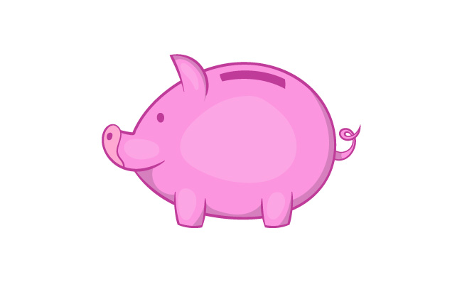 在动画片样式的桃红色存钱罐象在白色背景卡通风格粉红色储钱罐图标