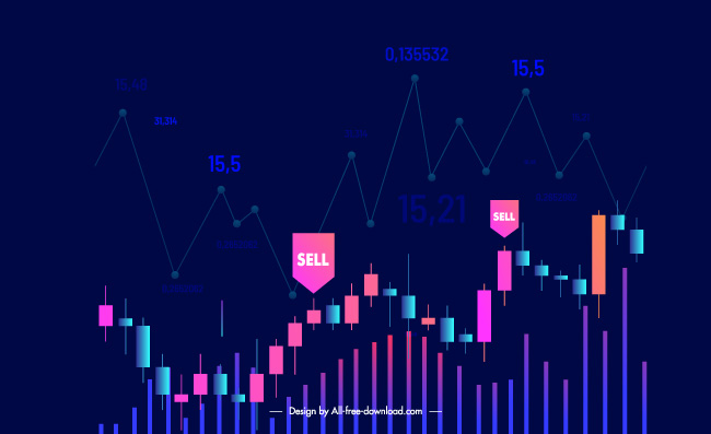 走势图商业元素现代图表卡通数据动态装饰外汇交易横幅集合
