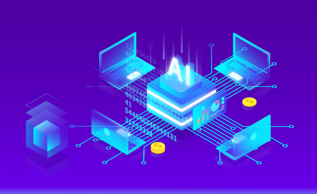 2.5d人工智能数据办公金融渐变插画