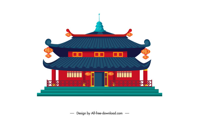 宝塔优雅古典造型建筑图标
