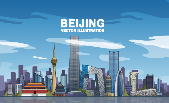 北京天际线建筑地标矢量图