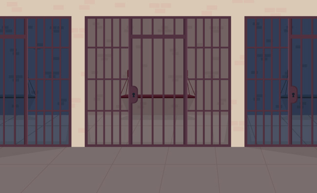 警察局拘留室矢量插图