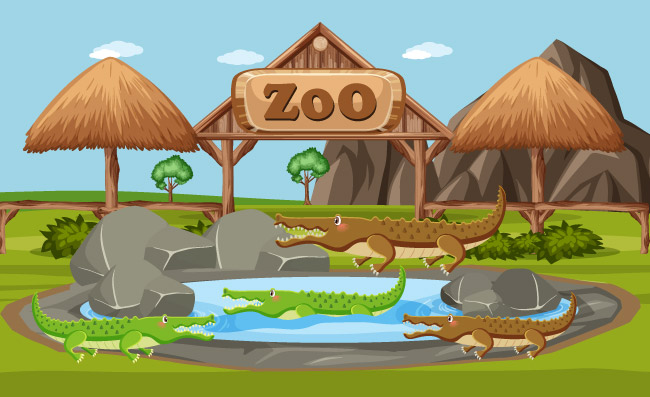 动物鳄鱼动物园场景图