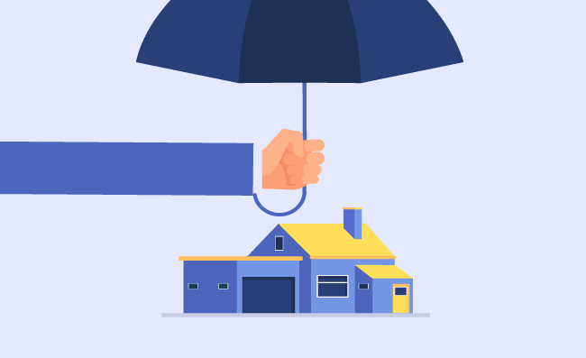 房屋保险雨伞房屋矢量保护和支持抵押
