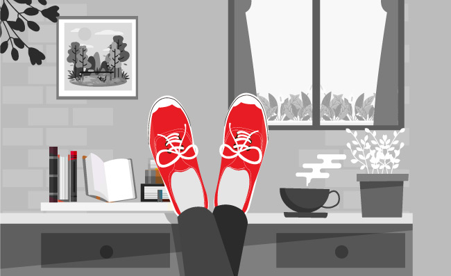 翘起的腿鞋子广告红色装饰卡通设计