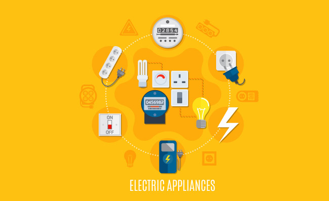 电器灯泡开关插头插座矢量图