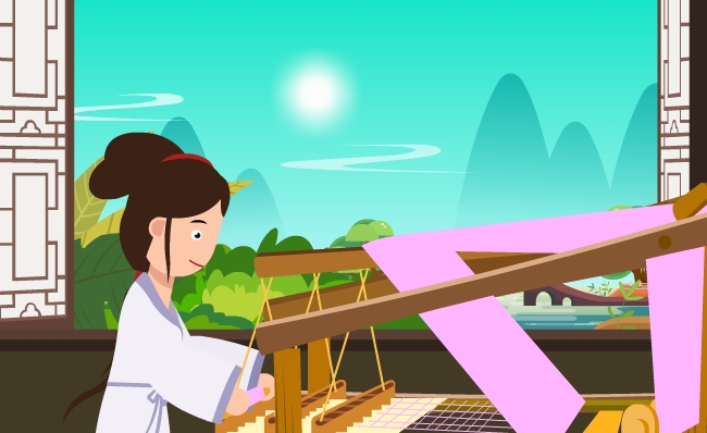古代传统工艺纺织机人物